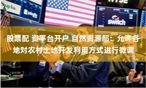 股票配 资平台开户 自然资源部：允许各地对农村土地开发利用方式进行微调